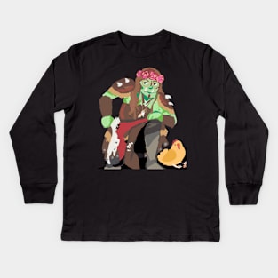 Orc Lady with Chicken Kids Long Sleeve T-Shirt